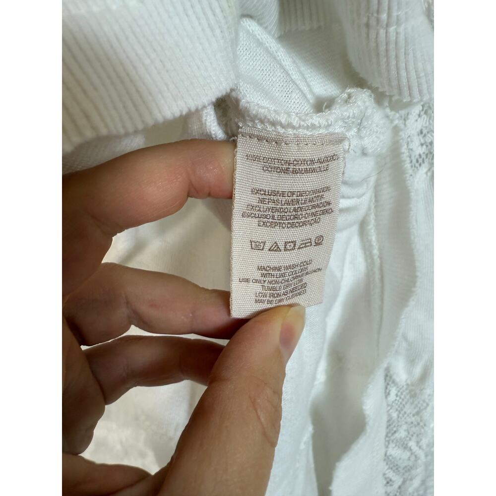 Free People Outer Sunset Ivory White Lace Insert Long Sleeve Boho Knit Top XS - Picture 11 of 16